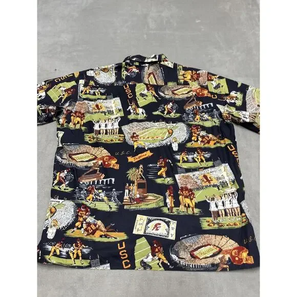 USC Trojans Shirt Mens Large Black NCAA Football Hawaiian Aloha USA Cotton